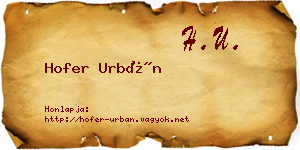Hofer Urbán névjegykártya